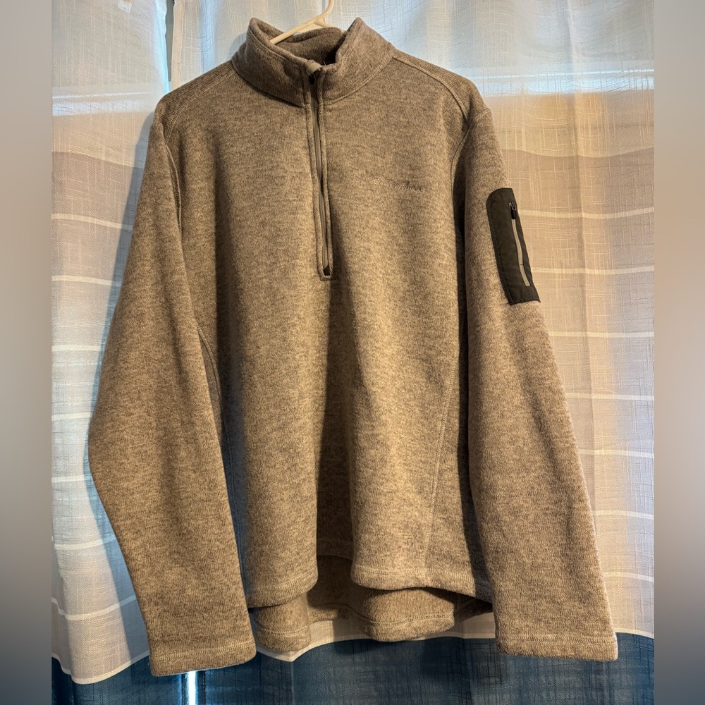 Eddie Bauer Men's Heathered Gray Zip-Up Sweater